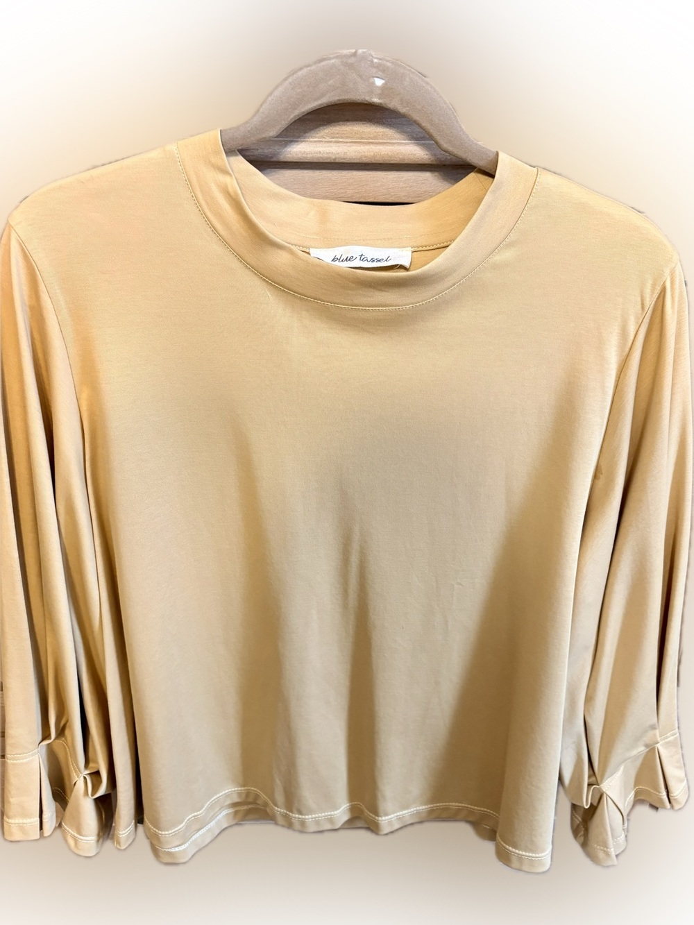 Blue Tassel Women's Long Sleeve Crewneck Tee in Gold